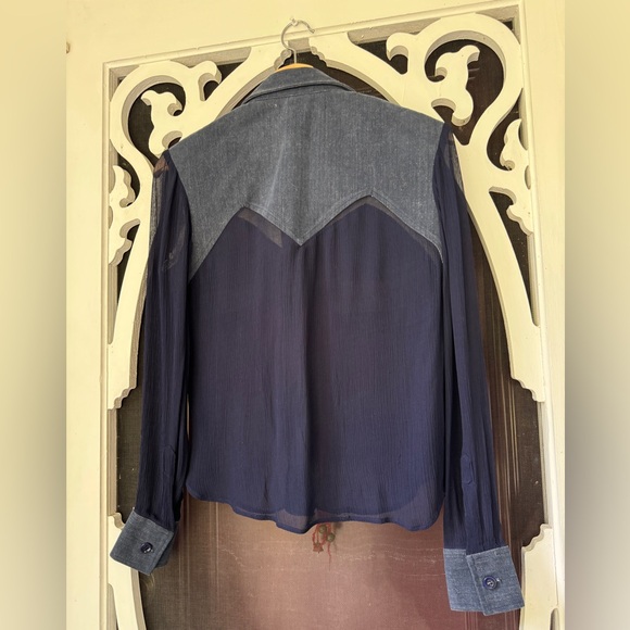 Denim and Mesh Cowgirl Top - Picture 4 of 4